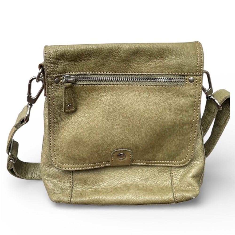 Vintage Fossil Hanover Leather Crossbody Purse Bag Green Olive Leather